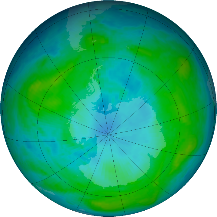 Antarctic ozone map for 31 January 1987
